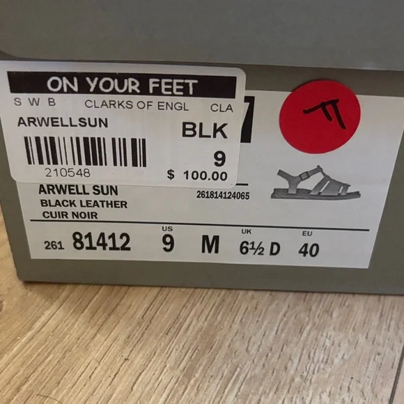 Clarks Black Leather Sandals - Picture 2 of 6